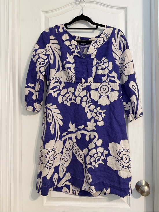 Boden Dresses & Skirts - Boden Purple Floral Linen Tunic Mini Dress Cottagecore European Summer Style Siz